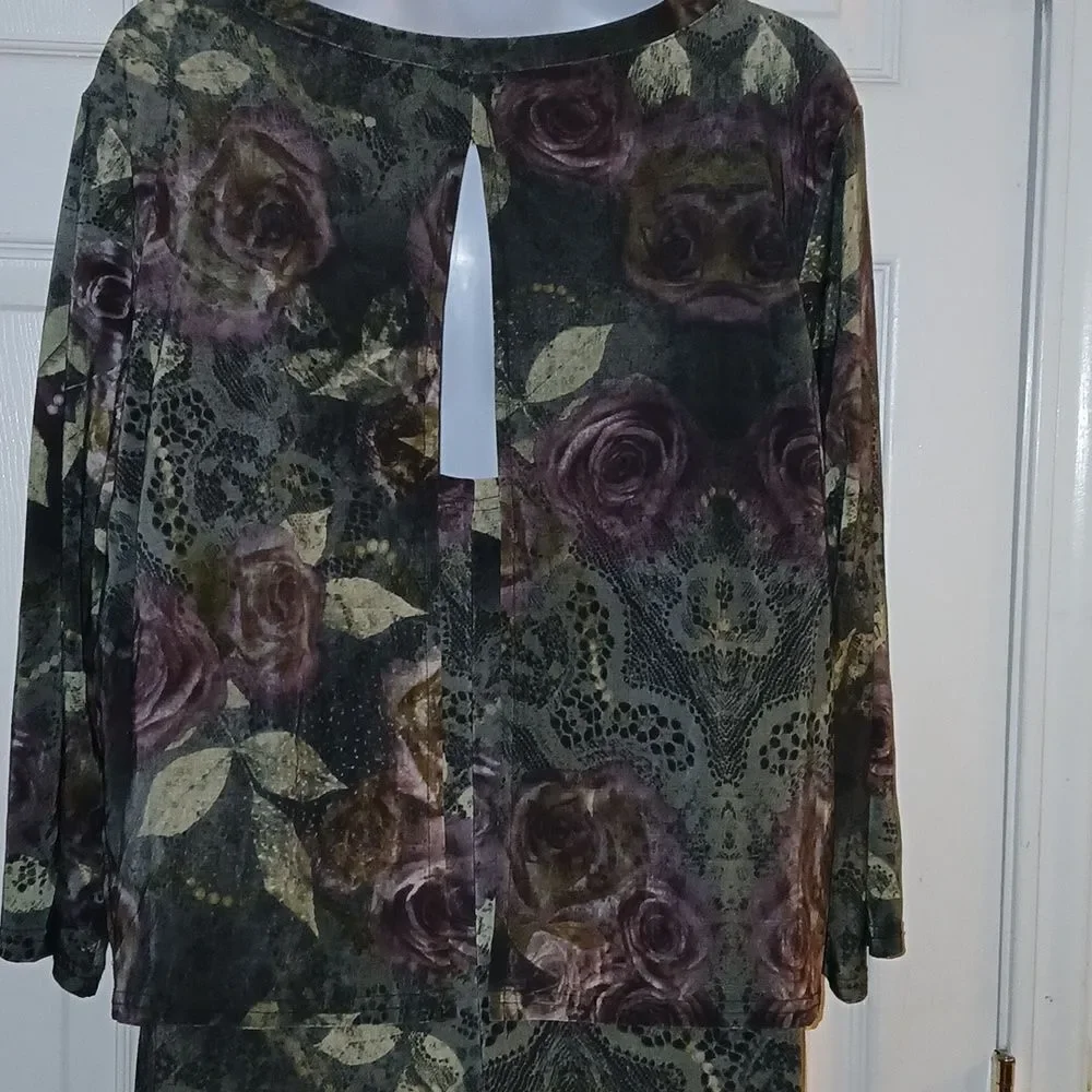 Mlle Gabrielle floral purple rose print overlay dress  Sz 2x  NWOT